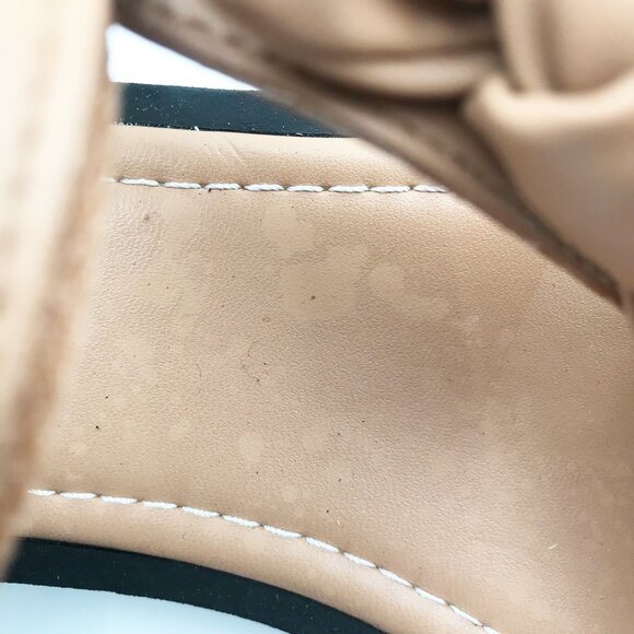 ZARA Bow Velcro Tan Flat Neutral Beige Square Toe Sandals Womens 6.5 - Picture 10 of 12